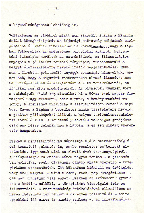 A KISZ KB. Agit. Prop. Osztály javaslata (szig. biz.) 3. oldal (1983)